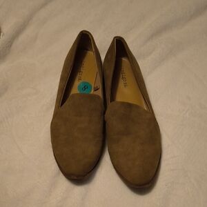 Indigo Olive Green Suede Slip-On Loafers
